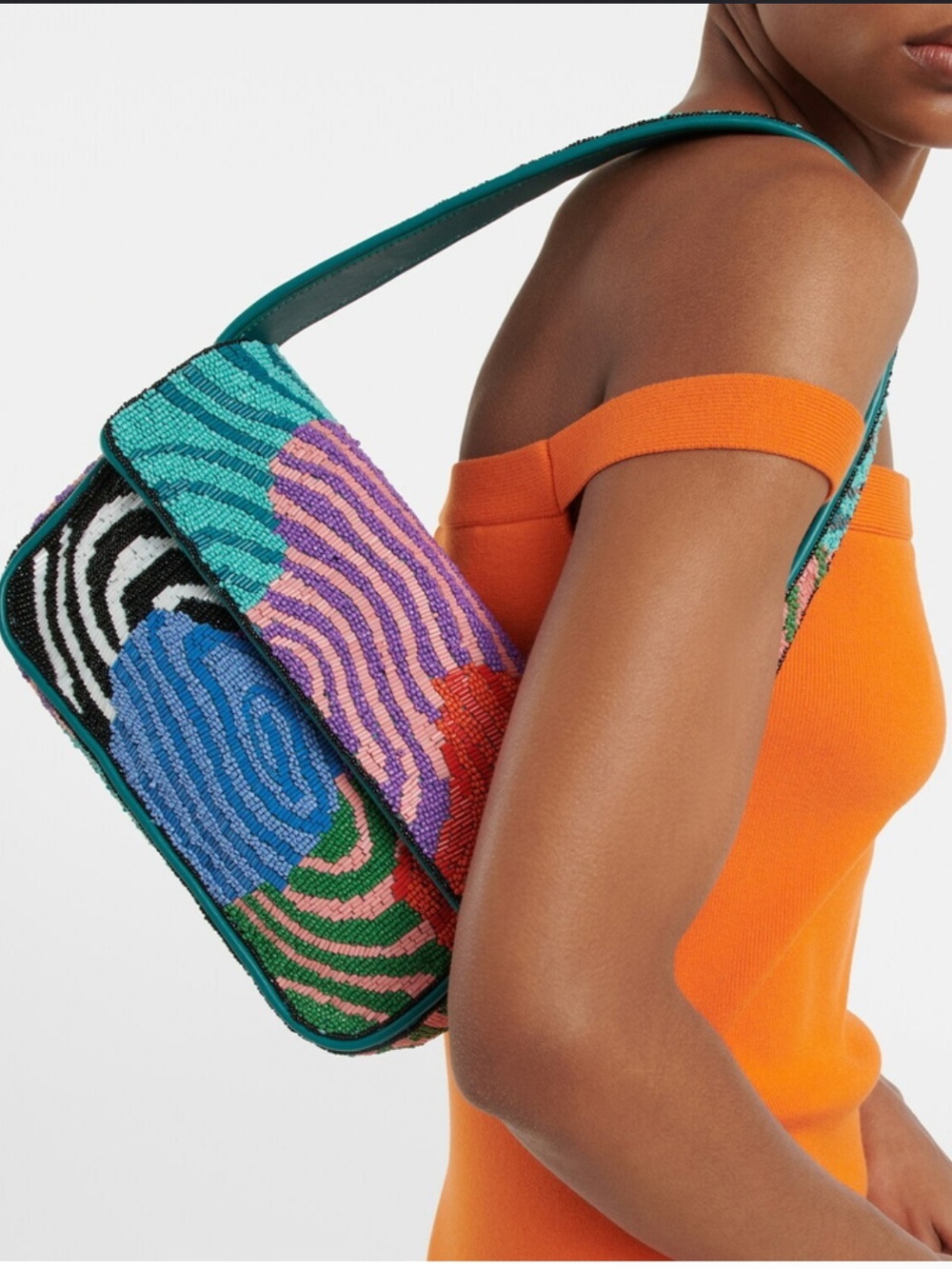 STAUD Acid Swirl Multicolor Beaded Tommy Shoulder Bag